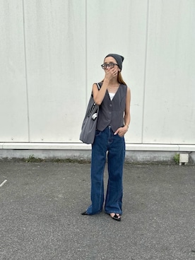 「AMELY（エミリー）の選べる テーラードジャケット・ベスト・ワイドパンツ（その他トップス）」を使った、amoriaさん（レディース・152cm）の秋コーディネート
