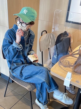 「Maison Margiela（メゾンマルジェラ）のMaison Margiela - Replica スニーカー - women - カーフレザー/ラムスキン/rubber - 38（スニーカー）」を使った、amoriaさん（レディース・152cm）の春コーディネート