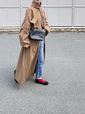 「カラーソックス」｜「アイテム（トレンチコート）」を使った、amoriaさん（レディース・152cm）の春コーディネート