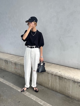 「詳細はInstagram」｜「アイテム（トップス）」を使った、amoriaさん（レディース・152cm）の春コーディネート