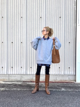 「GU（ジーユー）のアイテム（ブーツ）」を使った、amoriaさん（レディース・152cm）の秋コーディネート