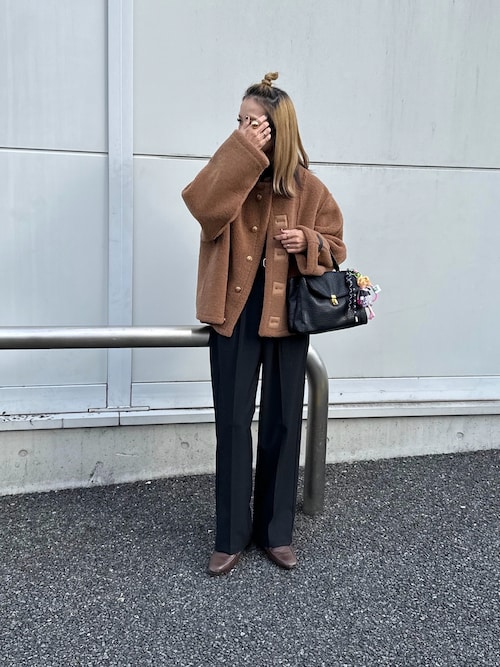 AMELY リバーシブル ノーカラージャケット ブラウン AMELY リバーシブル ノーカラージャケット ブラウン