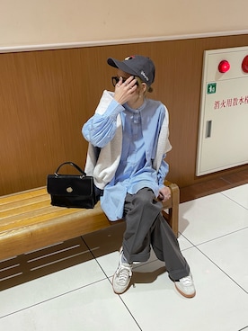 「詳細はInstagram」｜「アイテム（トップス）」を使った、amoriaさん（レディース・152cm）の春コーディネート