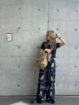 「TODAYFUL（トゥデイフル）のEmbroidery Patchwork Trousers（その他パンツ、ブラック系）」を使った、amoriaさん（レディース・153cm）の春コーディネート