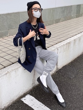 「ロックT」｜「アイテム（ジャケット/アウター）」を使った、amoriaさん（レディース・152cm）の春コーディネート