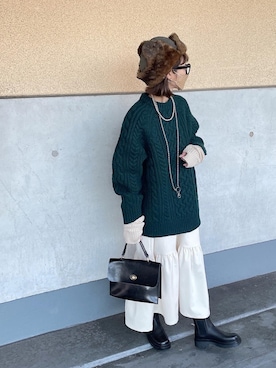 「詳細はInstagram」｜「アイテム（ワンピース/ドレス）」を使った、amoriaさん（レディース・152cm）の冬コーディネート