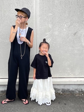 「お揃いコーデ」｜「アイテム（帽子）」を使った、amoriaさん（レディース・152cm）の夏コーディネート