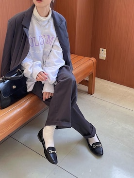 「詳細はInstagram」｜「アイテム（スウェット）」を使った、amoriaさん（レディース・152cm）の春コーディネート