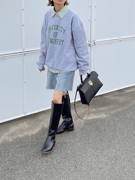 「詳細はInstagram」｜「アイテム（スウェット）」を使った、amoriaさん（レディース・152cm）の秋コーディネート