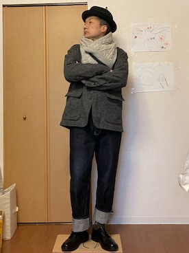 「Engineered Garments（エンジニアードガーメンツ）のアイテム（テーラードジャケット）」を使った、ikutaroさん（メンズ・177cm）の冬コーディネート