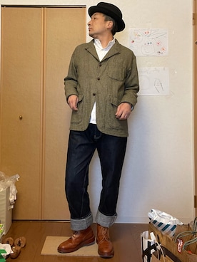 「Engineered Garments（エンジニアードガーメンツ）のアイテム（テーラードジャケット）」を使った、ikutaroさん（メンズ・177cm）の秋コーディネート