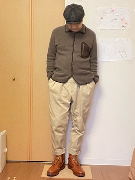 「NEAT（ニート）のアイテム（チノパンツ）」を使った、ikutaroさん（メンズ・177cm）の冬コーディネート