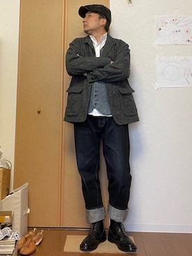 「Engineered Garments（エンジニアードガーメンツ）のアイテム（テーラードジャケット）」を使った、ikutaroさん（メンズ・177cm）の秋コーディネート