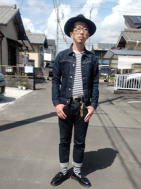 「無印良品（ムジルシリョウヒン）のアイテム（デニムジャケット）」を使った、RAYCOZさん（メンズ・170cm）の春コーディネート