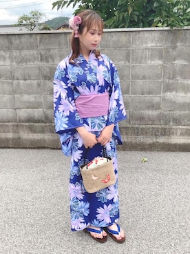 「浴衣コーデ」｜「アイテム（ワンピース/ドレス）」を使った、akikoさん（レディース・155cm）の夏コーディネート