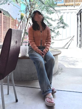 「ビーズバッグ」｜「アイテム（アクセサリー）」を使った、あっかんさん（レディース・158cm）の春コーディネート