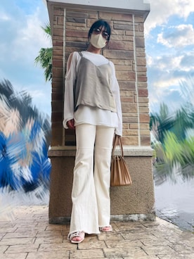 「オープンショルダー」｜「アイテム（ブーツ）」を使った、あっかんさん（レディース・158cm）の夏コーディネート