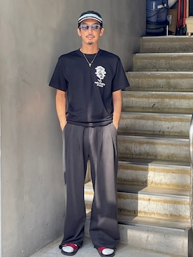 「サングラス」｜「アイテム（スウェットパンツ）」を使った、野田崇太郎 GARDEN渋谷さん（メンズ・183cm）の夏コーディネート