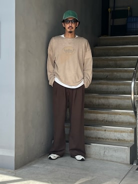 「MASU（エムエーエスユー）のPUMA×MASU/プーマ×エムエーエスユー/H-STREET BOYS NOTE（スニーカー、ホワイト系）」を使った、野田崇太郎 GARDEN渋谷さん（メンズ・183cm）の春コーディネート