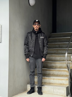 「アイテム（MA-1）」を使った、野田崇太郎 GARDEN渋谷さん（メンズ・183cm）の冬コーディネート