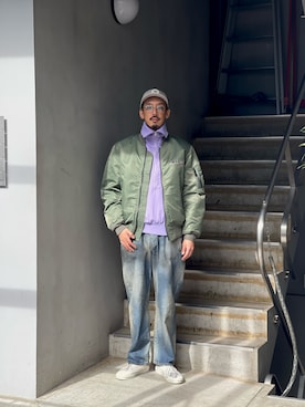 「アイテム（スウェット、パープル系）」を使った、野田崇太郎 GARDEN渋谷さん（メンズ・183cm）の秋コーディネート