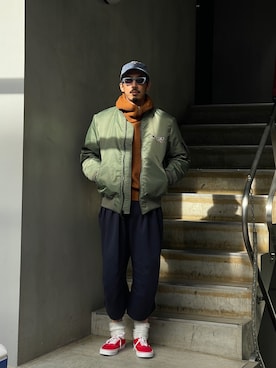 「アイテム（MA-1）」を使った、野田崇太郎 GARDEN渋谷さん（メンズ・183cm）の冬コーディネート