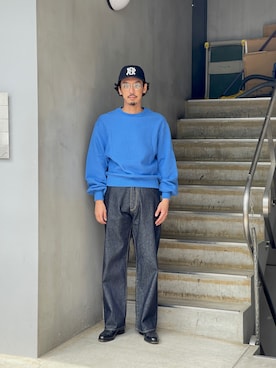 「Toironier（トワロニエ）のToironier/トワロニエ/PLANE SWEAT SHIRTS（スウェット、ブルー系）」を使った、野田崇太郎 GARDEN渋谷さん（メンズ・183cm）の春コーディネート