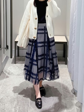 「H&M（エイチ・アンド・エム）のアイテム（カーディガン/ボレロ）」を使った、pinoさん（レディース・156cm）の秋コーディネート