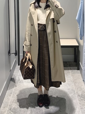 「FREE'S MART（フリーズマート）のアイテム（トレンチコート）」を使った、pinoさん（レディース・156cm）の春コーディネート