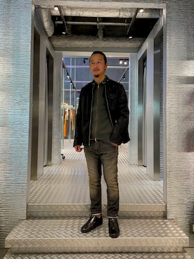 「DIESEL（ディーゼル）のアイテム（ライダースジャケット）」を使った、yuichi.somatomoさん（メンズ・170cm）の秋コーディネート