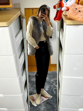 「金髪ショート」｜「アイテム（ジャケット/アウター）」を使った、KANAさん（レディース・167cm）の冬コーディネート