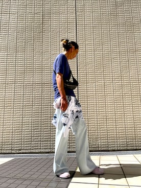 「LAD MUSICIAN（ラッドミュージシャン）のアイテム（デニムパンツ、ブルー系）」を使った、hachiさん（メンズ・186cm）の夏コーディネート