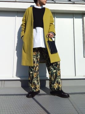 「イエローコーデ」｜「アイテム（その他アウター）」を使った、miさん（レディース・153cm）の冬コーディネート
