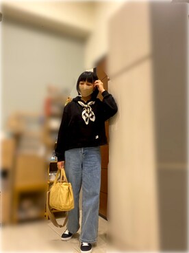 「帽T」｜C C✨さん（レディース・155cm）の春コーディネート