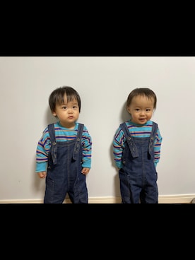 「双子コーデ」｜「アイテム（オールインワン・サロペット）」を使った、そう　相互さん（キッズ・110cm）の春コーディネート