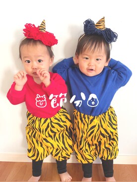 「節分コーデ」｜そう　相互さん（キッズ・110cm）の冬コーディネート