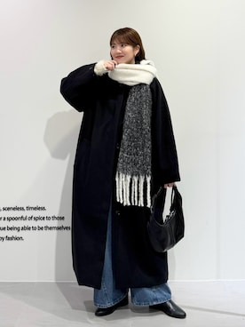 「アイテム（ステンカラーコート）」を使った、nanakaさん（レディース・155cm）の秋コーディネート