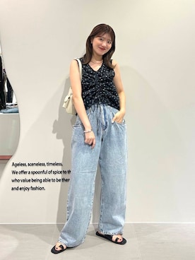 「アイテム（バングル/リストバンド）」を使った、nanakaさん（レディース・155cm）の夏コーディネート