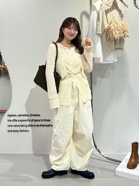 「アイテム（ボストンバッグ）」を使った、nanakaさん（レディース・155cm）の秋コーディネート