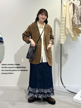 「アイテム（テーラードジャケット）」を使った、nanakaさん（レディース・155cm）の秋コーディネート