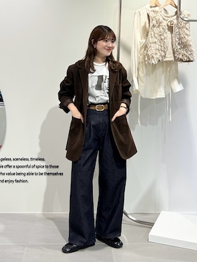「アイテム（テーラードジャケット）」を使った、nanakaさん（レディース・155cm）の秋コーディネート