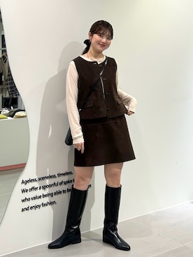 「レイヤードスタイル」｜「アイテム（その他アウター）」を使った、nanakaさん（レディース・155cm）の秋コーディネート