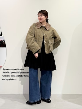 「KBF（ケイビーエフ）のアイテム（ブルゾン）」を使った、nanakaさん（レディース・155cm）の春コーディネート