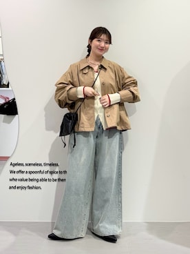 「KBF（ケイビーエフ）のアイテム（ジャケット/アウター）」を使った、nanakaさん（レディース・155cm）の春コーディネート