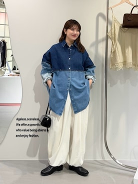 「KBF（ケイビーエフ）のアイテム（パンツ）」を使った、nanakaさん（レディース・155cm）の春コーディネート