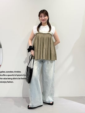 「KBF（ケイビーエフ）のアイテム（タンクトップ）」を使った、nanakaさん（レディース・155cm）の秋コーディネート