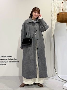 「アイテム（ステンカラーコート）」を使った、nanakaさん（レディース・155cm）の秋コーディネート