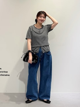 「KBF（ケイビーエフ）のビスチェSETカーディガン（カーディガン/ボレロ、グレー系）」を使った、nanakaさん（レディース・155cm）の夏コーディネート