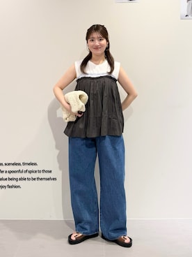 「KBF（ケイビーエフ）のアイテム（タンクトップ）」を使った、nanakaさん（レディース・155cm）の秋コーディネート