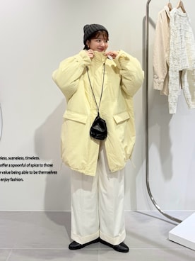 「アイテム（ニットキャップ/ビーニー）」を使った、nanakaさん（レディース・155cm）の秋コーディネート